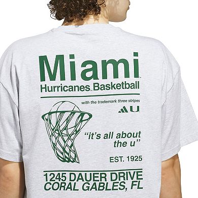 Men's adidas Gray Miami Hurricanes Off-Court T-Shirt