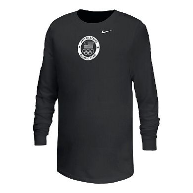 Youth Nike Black Team USA Mascot Logo Long Sleeve T-Shirt