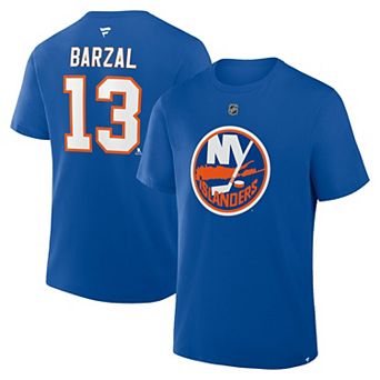 Men's Fanatics Mathew Barzal Royal New York Islanders Authentic Stack Name & Number T-Shirt