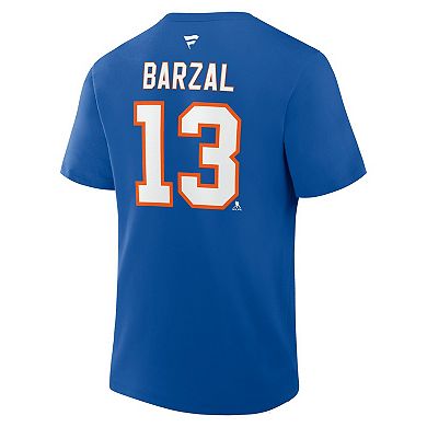 Men's Fanatics Mathew Barzal Royal New York Islanders Authentic Stack Name & Number T-Shirt