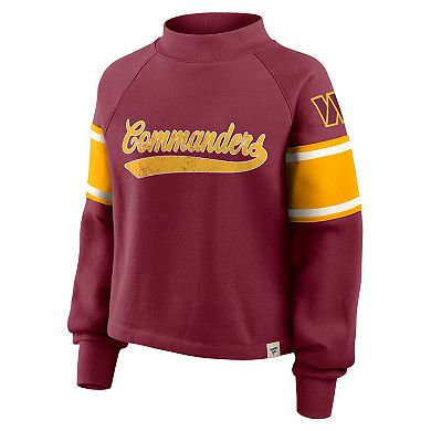 Women's Fanatics Burgundy Washington Commanders Oversized Hometown Toss Sweep Mock Neck Pullover