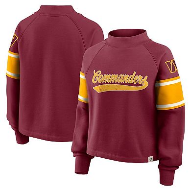 Women's Fanatics Burgundy Washington Commanders Oversized Hometown Toss Sweep Mock Neck Pullover