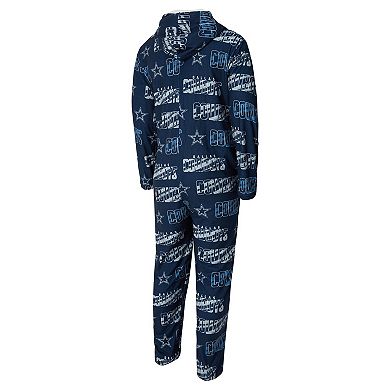 Men's Concepts Sport Navy Dallas Cowboys Shuffle All-Over-Print Microfleece Full-Zip Union Suit