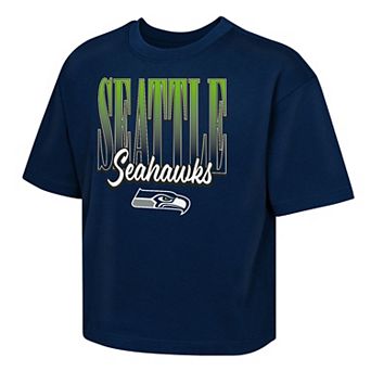 Girls Youth Outerstuff College Navy Seattle Seahawks Big City Boxy T-Shirt