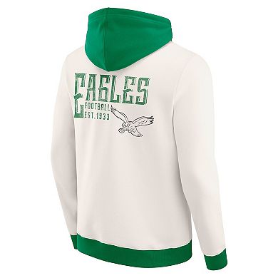 Men's Darius Rucker Collection by Fanatics Cream Philadelphia Eagles Distressed Graphics Full-Zip Hoodie