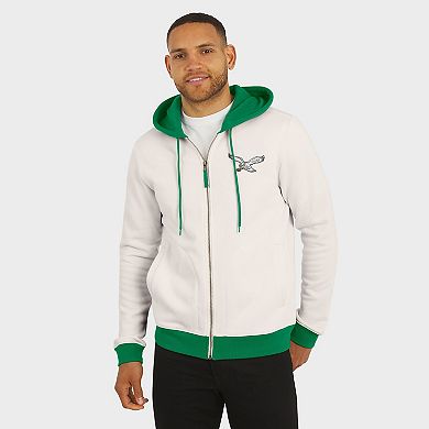 Men's Darius Rucker Collection by Fanatics Cream Philadelphia Eagles Distressed Graphics Full-Zip Hoodie