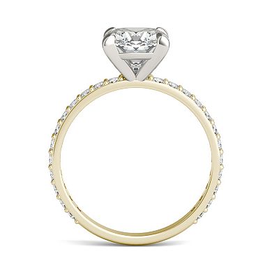 Charles & Colvard 10k Gold Two Tone Lab-Created Moissanite Cushion Solitaire Ring