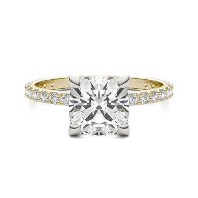Charles & Colvard 10k Gold Two Tone Lab-Created Moissanite Cushion Solitaire Ring