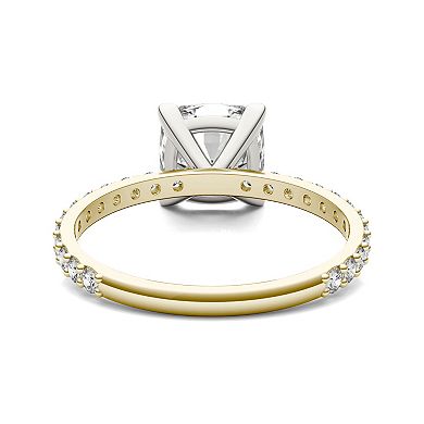 Charles & Colvard 10k Gold Two Tone Lab-Created Moissanite Cushion Solitaire Ring