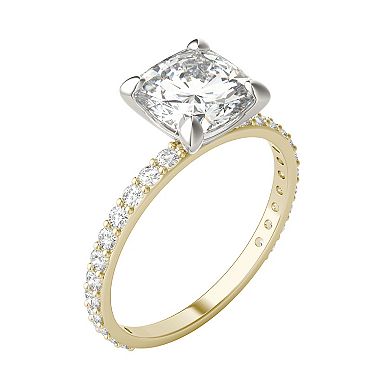 Charles & Colvard 10k Gold Two Tone Lab-Created Moissanite Cushion Solitaire Ring