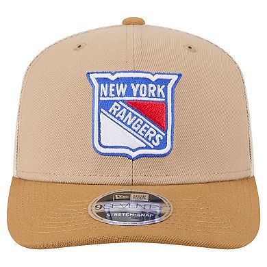 Men's New Era Tan/Light Brown New York Rangers Two-Tone Trucker 9SEVENTY Stretch Snap Adjustable Hat