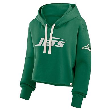 Women's Fanatics Kelly Green New York Jets Oversized Hometown Heritage Cropped Hoodie
