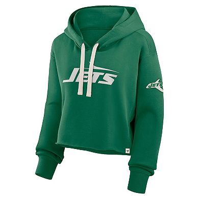 Women's Fanatics Kelly Green New York Jets Oversized Hometown Heritage Cropped Hoodie