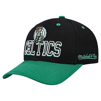 Men's Mitchell & Ness Black/Kelly Green Boston Celtics Backside Script 2-Tone Pro Crown Adjustable Hat