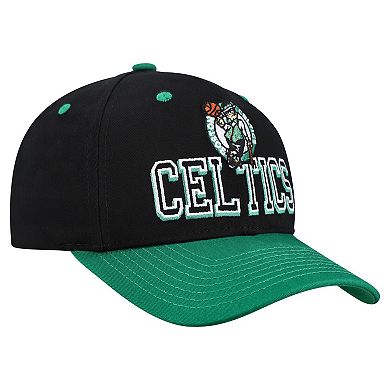 Men's Mitchell & Ness Black/Kelly Green Boston Celtics Backside Script 2-Tone Pro Crown Adjustable Hat