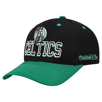 Men's Mitchell & Ness Black/Kelly Green Boston Celtics Backside Script 2-Tone Pro Crown Adjustable Hat