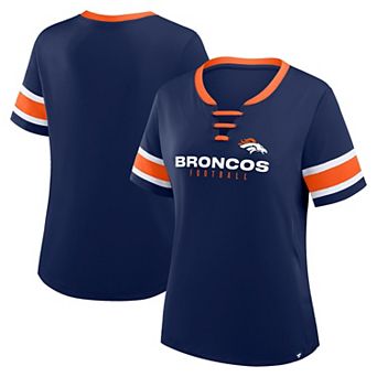 Women's Fanatics Navy Denver Broncos Plus Size Red Zone Athena Lace-Up V-Notch Neck T-Shirt