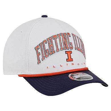 Men's New Era White/Navy Illinois Fighting Illini Arch Two-Tone Rope 9FORTY A-Frame M-Crown Adjustable Hat