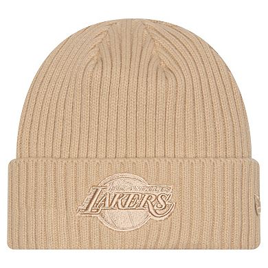 Men's New Era Tan Los Angeles Lakers Color Pack Cuffed Knit Hat