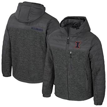 Men's Colosseum Charcoal Illinois Fighting Illini Nightman Full-Zip Hoodie Puffer Jacket