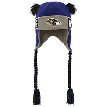 Youth Purple Baltimore Ravens Wordmark Ears Trooper Knit Hat