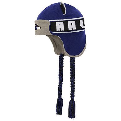 Youth Purple Baltimore Ravens Wordmark Ears Trooper Knit Hat
