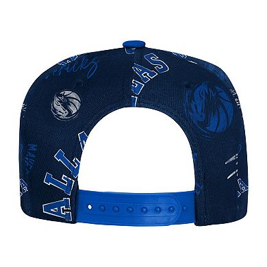 Youth Outerstuff Navy Dallas Mavericks Street Hooper Allover Print Snapback Hat