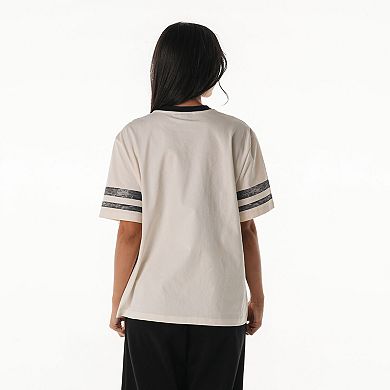 Women's The Wild Collective Cream Las Vegas Raiders Vintage Drop Shoulder Oversized Boyfriend T-Shirt