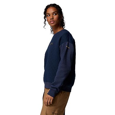 Women's Columbia Navy Michigan Wolverines Collegiate Hart Mountain™ Quilted Sweatshirt