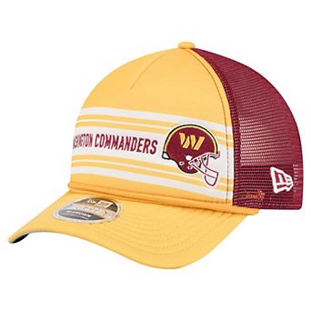 Men's New Era Gold Washington Commanders Linear A-Frame 9FORTY Adjustable Hat