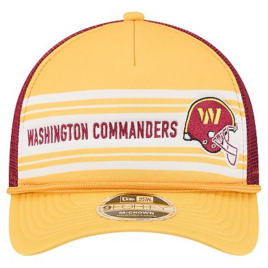 Men's New Era Gold Washington Commanders Linear A-Frame 9FORTY Adjustable Hat