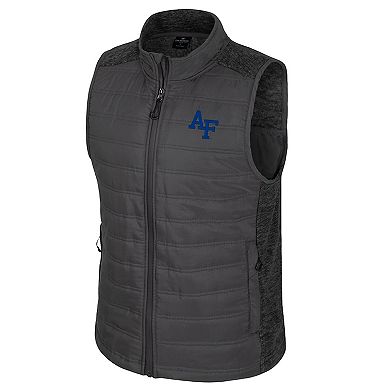 Men's Colosseum Charcoal Air Force Falcons Nightman Full-Zip Puffer Vest