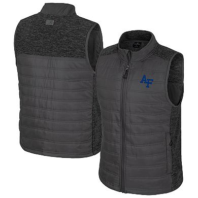 Men's Colosseum Charcoal Air Force Falcons Nightman Full-Zip Puffer Vest