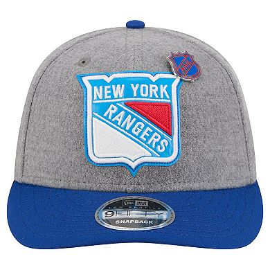 Men's New Era Gray/Blue New York Rangers Wool Pin Low Profile 9FIFTY Snapback Hat
