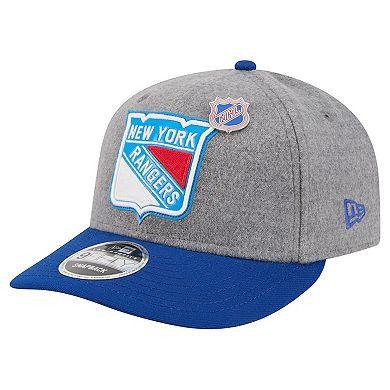 Men's New Era Gray/Blue New York Rangers Wool Pin Low Profile 9FIFTY Snapback Hat
