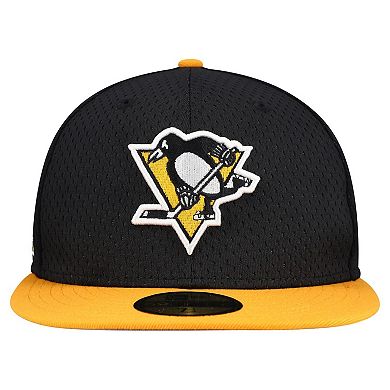 Men's New Era Black/Gold Pittsburgh Penguins Mesh Crown Two-Tone 59FIFTY Fitted Hat