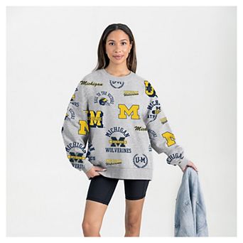 Women's Gameday Couture Gray Michigan Wolverines Always on Repeat Fleece Sweatshirt