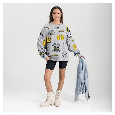Women's Gameday Couture Gray Michigan Wolverines Always on Repeat Fleece Sweatshirt