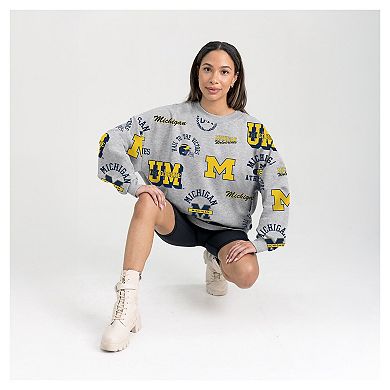 Women's Gameday Couture Gray Michigan Wolverines Always on Repeat Fleece Sweatshirt