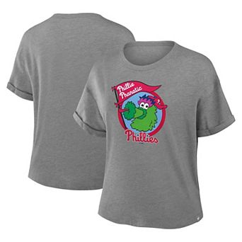 Women's Fanatics Heather Gray Philadelphia Phillies Tribute IYKYK Tri-Blend Boxy T-Shirt