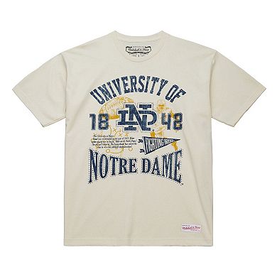Men's Mitchell & Ness Cream Notre Dame Fighting Irish Heritage Scholar T-Shirt