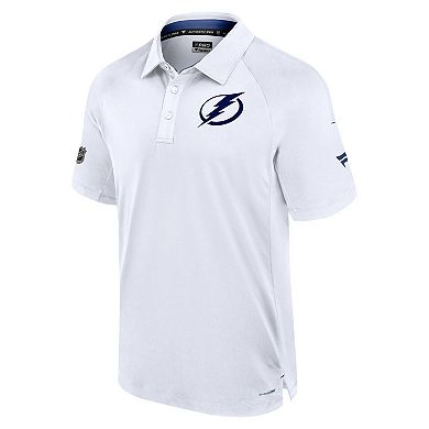 Men's Fanatics White Tampa Bay Lightning Authentic Pro Rink Raglan Polo