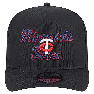 Men's New Era Black Minnesota Twins Chainstitch 9FIFTY A-Frame Snapback Hat