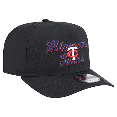 Men's New Era Black Minnesota Twins Chainstitch 9FIFTY A-Frame Snapback Hat