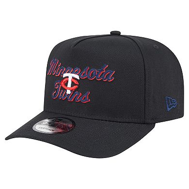 Men's New Era Black Minnesota Twins Chainstitch 9FIFTY A-Frame Snapback Hat
