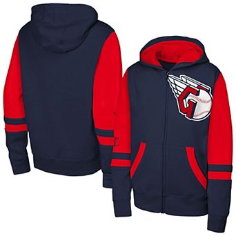 Men's Outerstuff Navy Cleveland Guardians Stadium Colorblock Full-Zip Hoodie