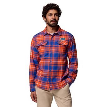 Men's Columbia Orange Florida Gators Flare Gun Omni-Wick Flannel Long Sleeve Button-Up Shirt