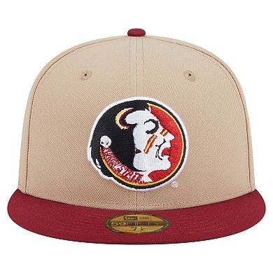 Men's New Era Khaki Florida State Seminoles Throwback Two-Tone 59FIFTY Fitted Hat