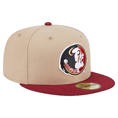Men's New Era Khaki Florida State Seminoles Throwback Two-Tone 59FIFTY Fitted Hat