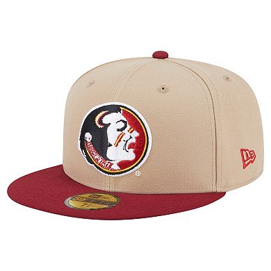 Men's New Era Khaki Florida State Seminoles Throwback Two-Tone 59FIFTY Fitted Hat